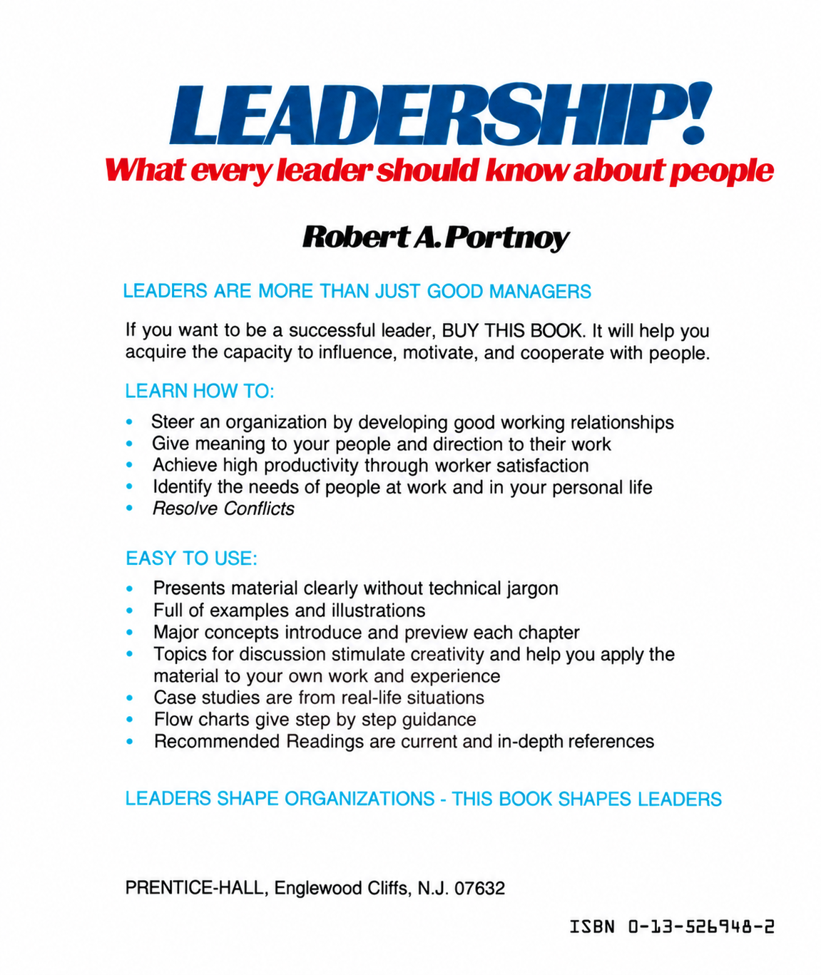 Back cover of Leadership! What Every Leader Should Know About People